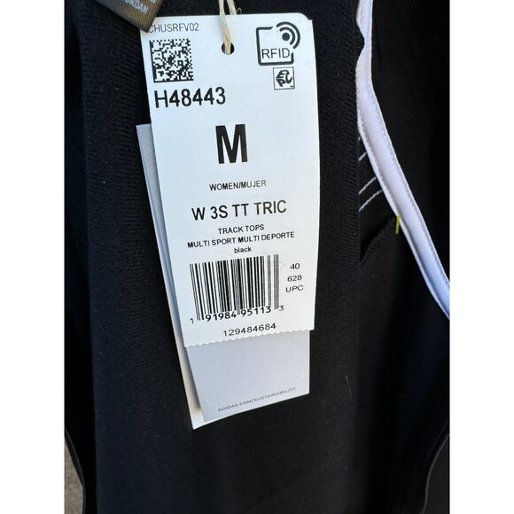 Adidas Primegreen Essentials Warm-Up Slim 3-Stripes Track Jacket Womens Black M - Picture 7 of 13